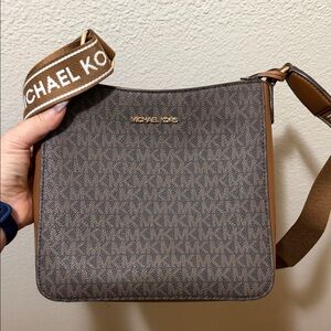 Michael Kors Tan and Brown Messenger Bag